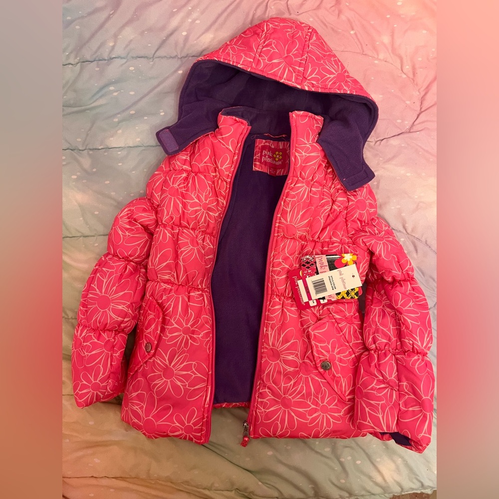 NWTPink Platinum Floral Puffer Jacket